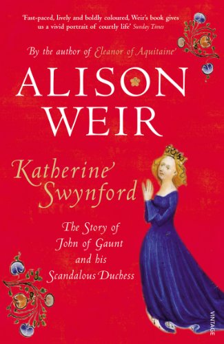 Book cover with red background featuring a woman in a blue gown and crown.