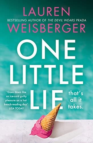 Book cover with large white text, “One Little Lie,” and a melting pink ice cream cone.