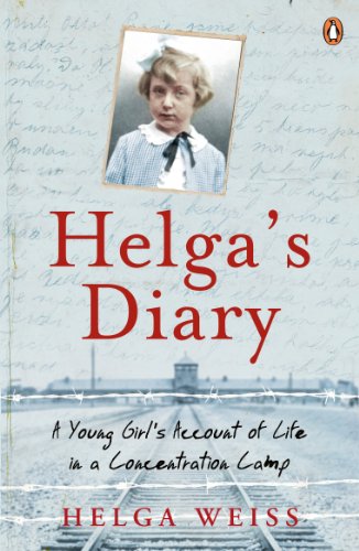 Book cover showing a young girl's portrait over train tracks leading to a camp.