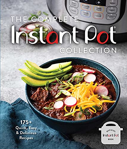 Cookbook cover featuring beef stew, avocados, and the title "COMPLETE INSTANT POT COLLECT".