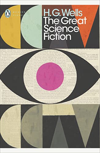 Book cover: "The Great Science Fiction" by H.G. Wells, with an eye image.