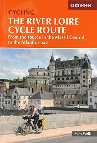 A cyclist rides past a large historic French chateau on a Cicerone guidebook cover.