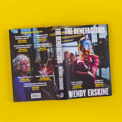 Book cover for “The Benefactors” by Wendy Erskine, featuring portraits.