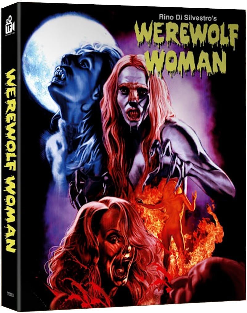 Blu-ray cover for "Werewolf Woman" featuring a distressed woman’s face.