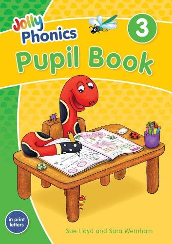 Colourful book cover with cartoon red worm writing in a classroom setting with stationery.
