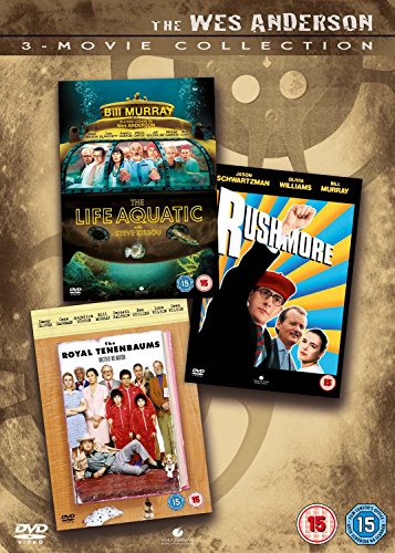 DVD box set containing The Life Aquatic, Rushmore, and The Royal Tenenbaums movie covers.