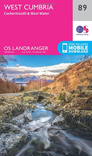OS Landranger map cover featuring a stone bridge over a stream with snowy mountains.