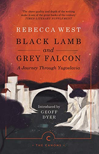 Book cover for Black Lamb and Grey Falcon featuring an illustration of a stone bridge.