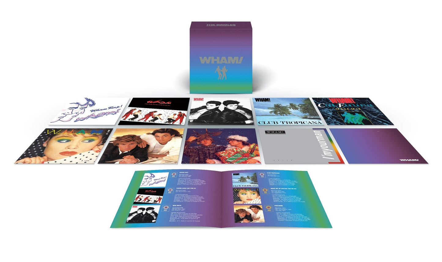 Wham! 10CD box set with album covers featuring George Michael and Andrew Ridgeley.