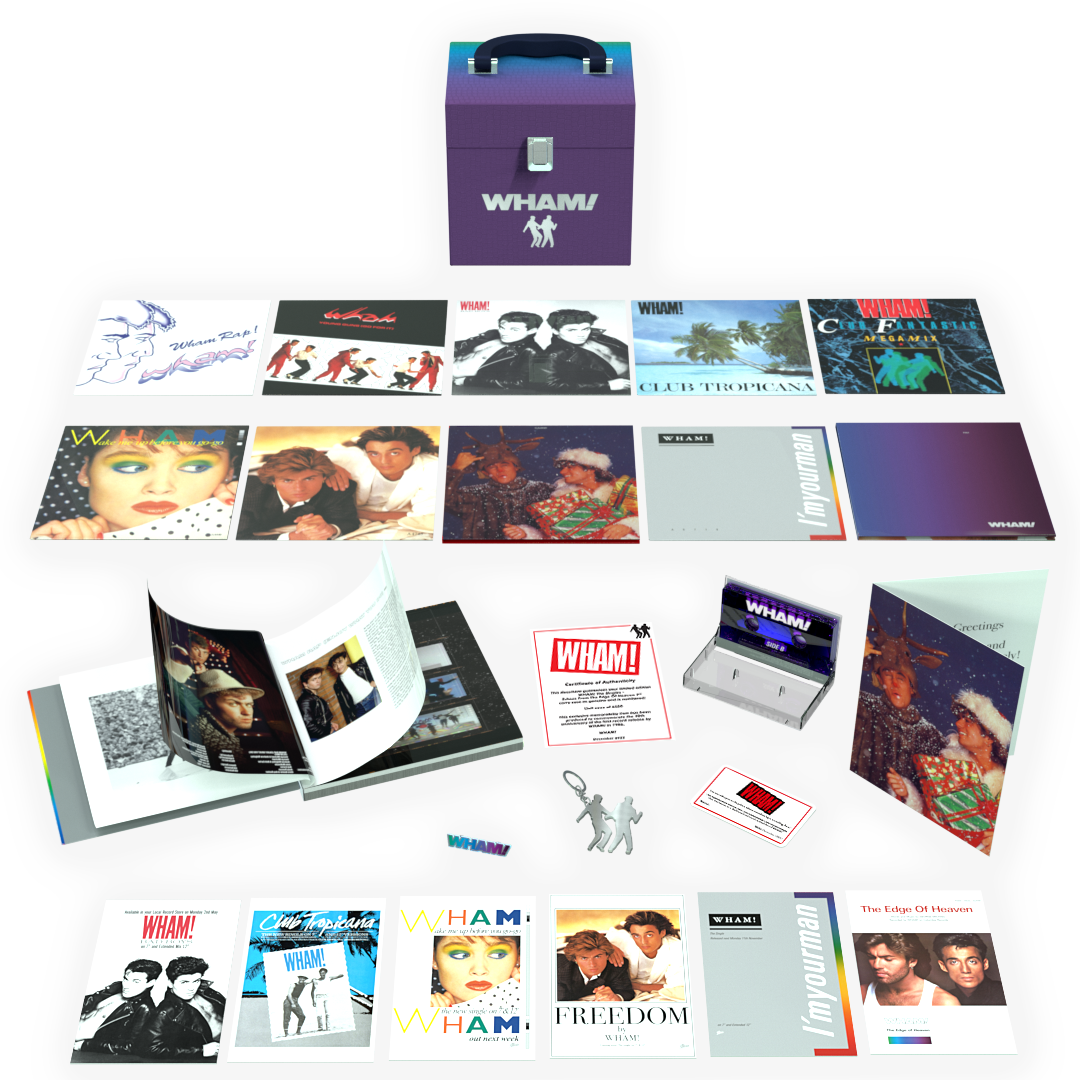 Wham! limited edition 7" vinyl singles box set with accompanying booklet.