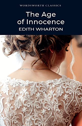 Book cover for The Age of Innocence showing a woman in a lace dress.