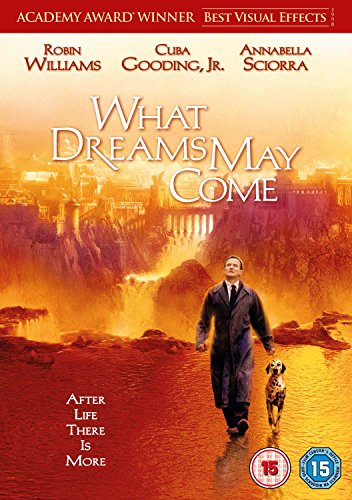DVD cover for āWhat Dreams May Comeā featuring a man and dog.