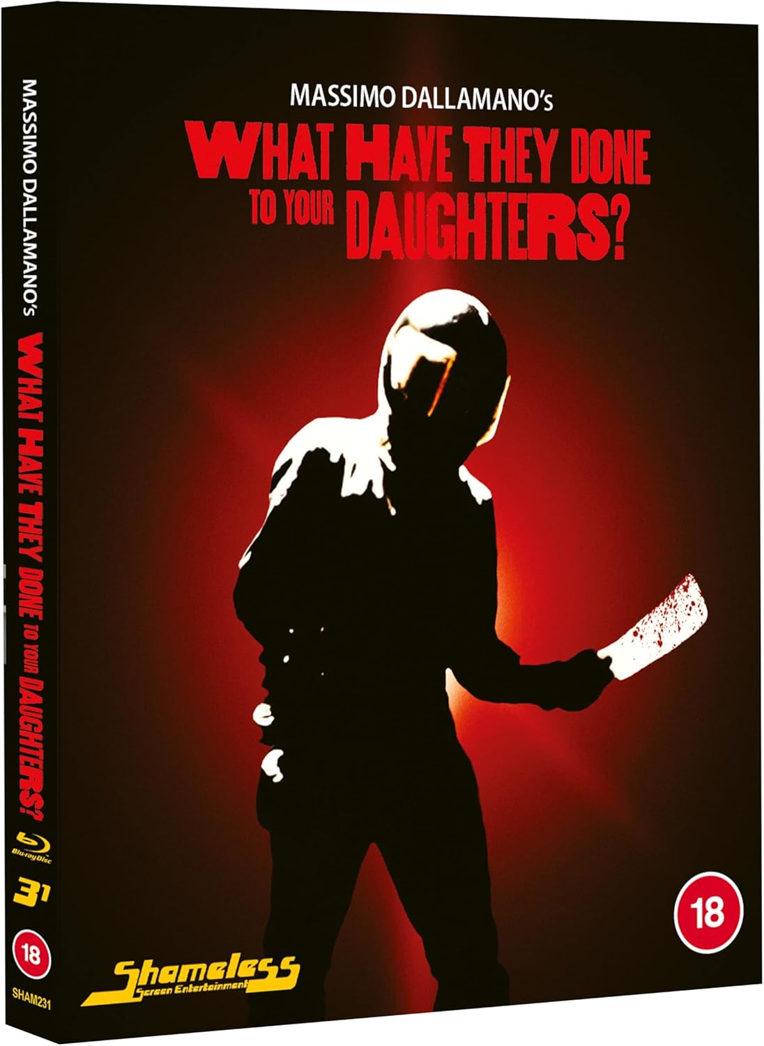 Blu-ray cover for âWhat Have They Done To Your Daughters?â with a silhouetted figure.