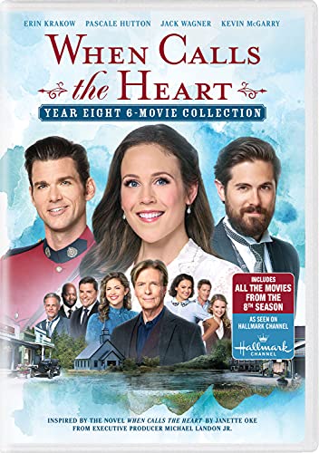 When Calls The Heart" Year Eight DVD cover with cast photos and landscape.