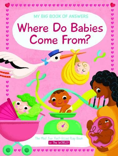 Book cover illustrating babies, a stork, and a pregnant person.