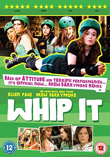 Whip It" DVD cover featuring four women in roller derby helmets and gear.