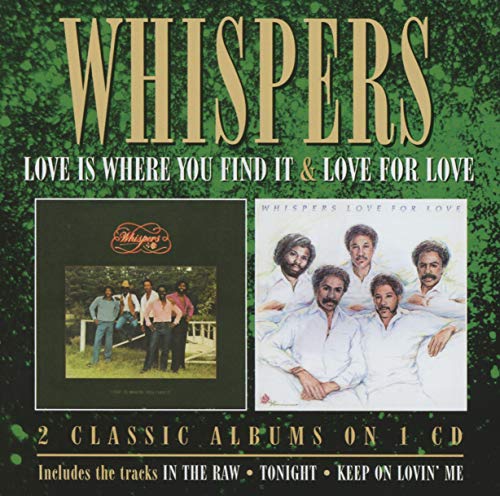 CD cover art featuring two Whispers albums against a green textured background.