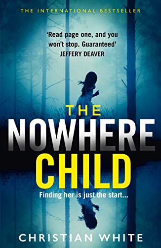 Book cover: a child running into a dark, misty forest.