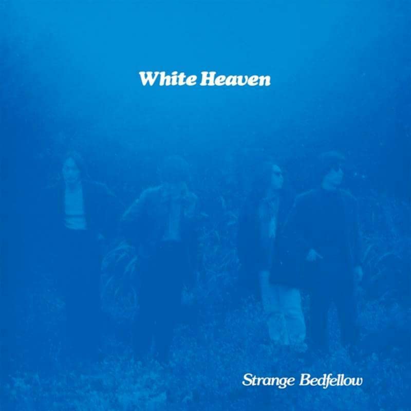 Blue album cover for "White Heaven - Strange Bedfellow" with blurry figures.