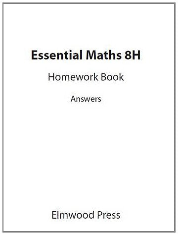 White cover of "Essential Maths 8H Homework Book Answers" by Elmwood Press.