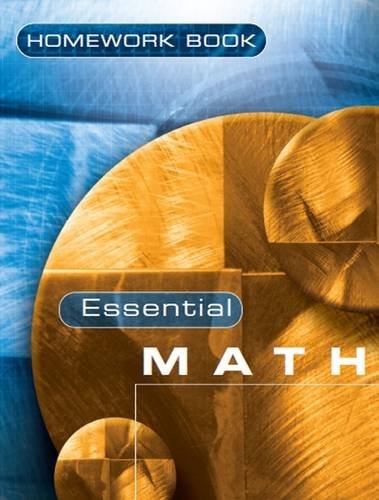Essential Maths homework book cover with abstract geometric shapes.