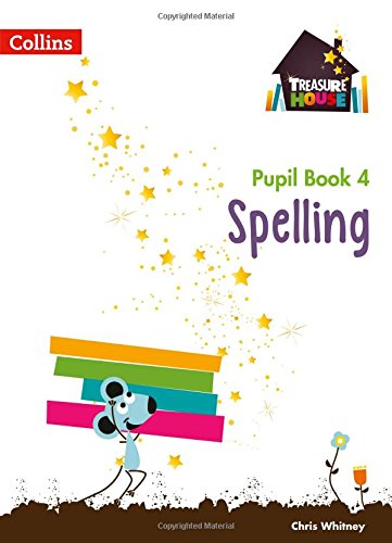 Collins "Spelling Year 4 Pupil Book (Treasure House)" cover with cartoon mouse.