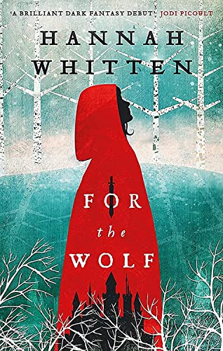 Book cover: hooded figure in red against a dark forest backdrop.