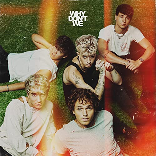 Album cover for Why Don't We, featuring five young men on green grass.