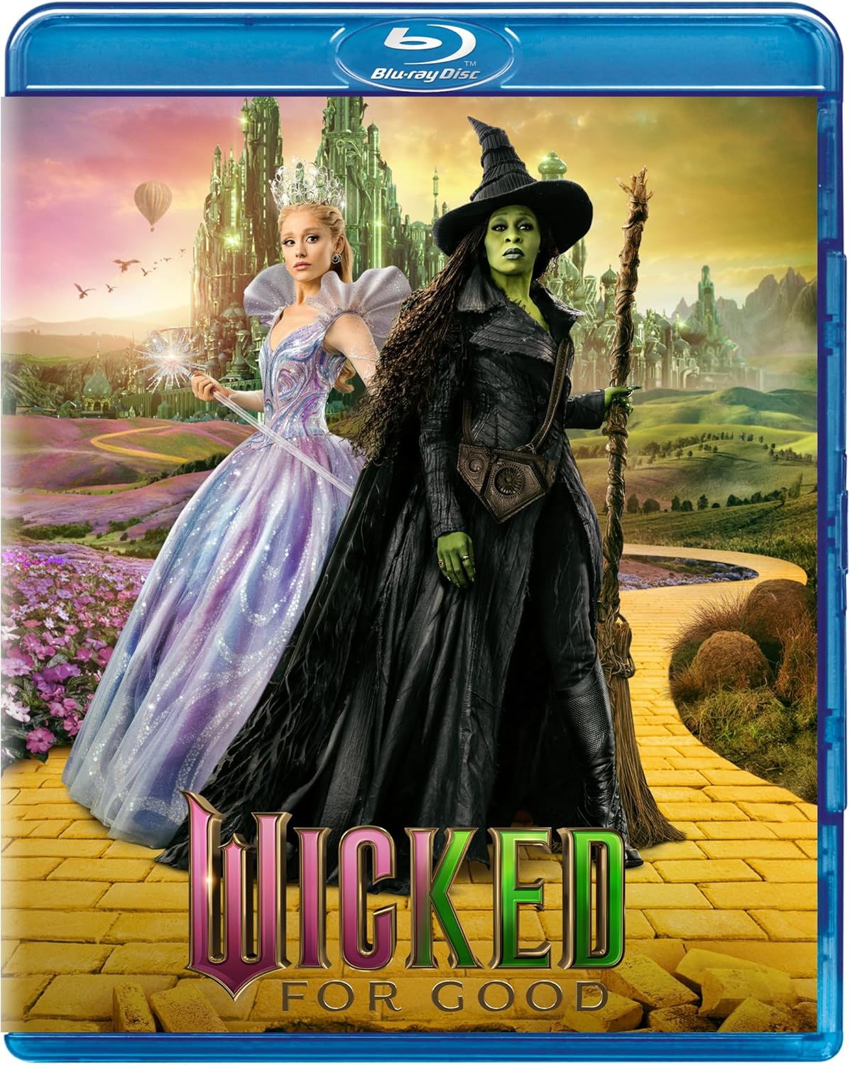 Wicked: For Good" Blu-ray cover featuring Glinda and the Wicked Witch of the West.