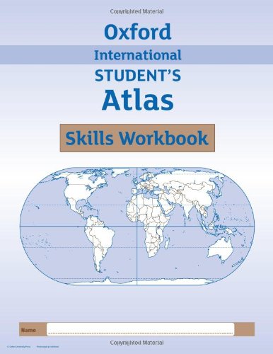 Front cover of the Oxford International Student's Atlas Skills Workbook featuring a world map.