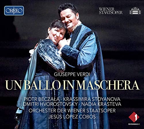 CD cover for Verdi’s “Un Ballo In Maschera” opera with performers pictured.
