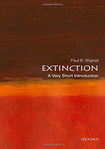 Book cover for “Extinction: A Very Short Introduction” with red and brown abstract art.