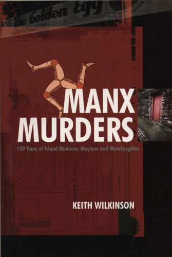 Book cover: “Manx Murders” with a three-legged symbol and a red door.