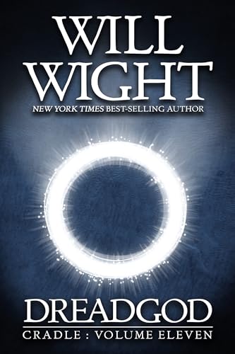 Book cover for Dreadgod by Will Wight featuring a glowing white ring on blue.