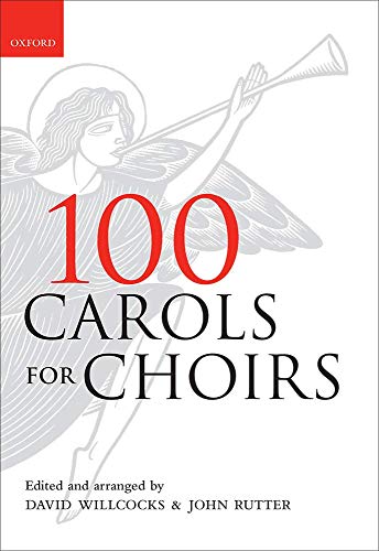 Book cover: "100 Carols for Choirs" with angel illustration.