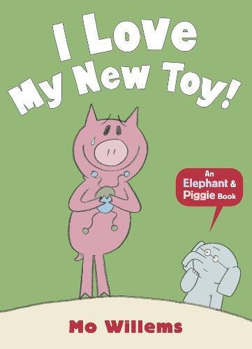 Children's book cover featuring a cartoon pig holding a toy and a sad elephant.