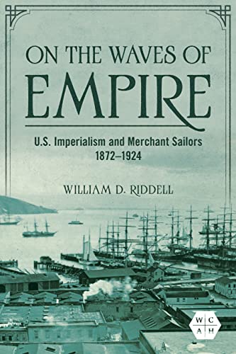 Book cover depicting a harbor scene with sailing ships, titled “On the Waves of Empire.”