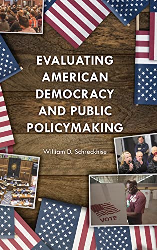Book cover with American flags, images of voting and political scenes.