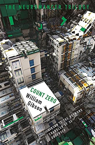 Book cover for "Count Zero" by William Gibson, featuring a futuristic cityscape.