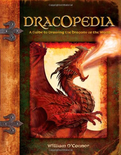 Book cover featuring a red dragon breathing fire, titled “Dracopedia.”