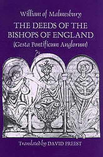 Book cover: “The Deeds of the Bishops of England” with medieval illustration.