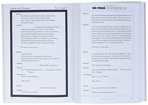 Open book displaying Shakespeare’s "Antony & Cleopatra" with side-by-side text.