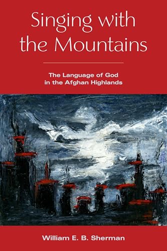 Book cover with abstract painting of mountains and dark structures.