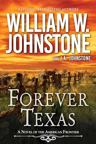 Book cover: "FOREVER TEXAS" with a western landscape and cattle.