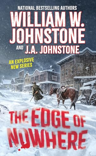 Western book cover featuring a cowboy and horse in a snowy town.
