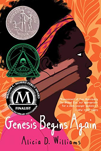 Book cover: side profile of a Black woman with orange headband, awards seals.