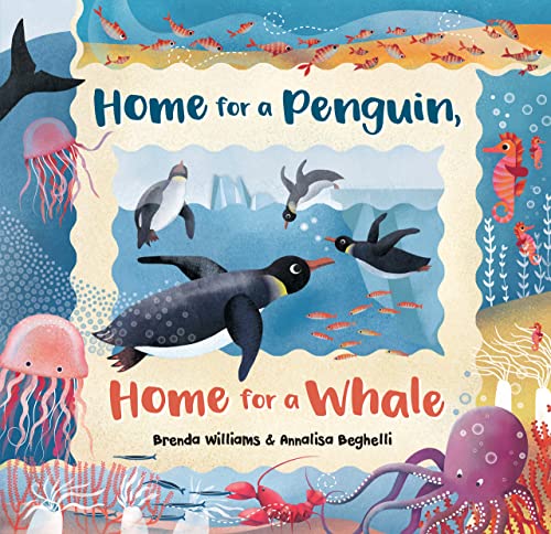 Children’s book cover depicting penguins, a whale, jellyfish, and other sea life.