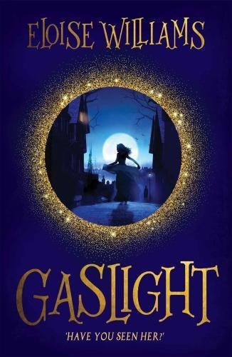 Book cover with a silhouette of a woman against a full moon in gold.