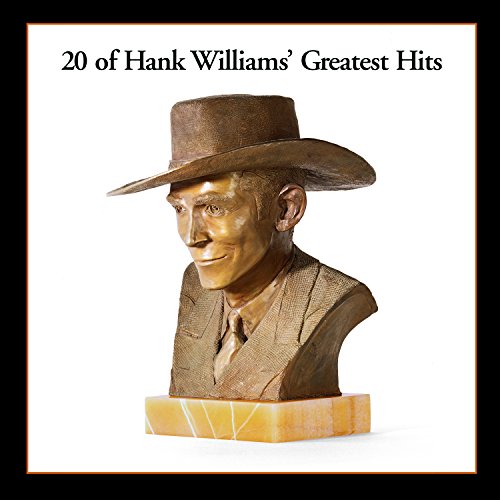 Bronze bust of Hank Williams wearing a cowboy hat on a marble base.