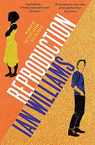 Book cover for "Reproduction" with figures on an orange textured background.